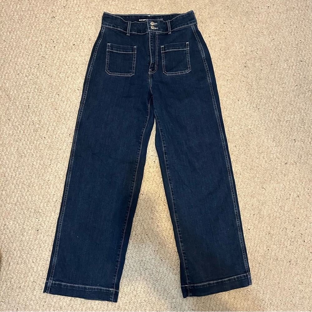 Old Navy Indigo dark wash Wide-Leg Jeans Size 8